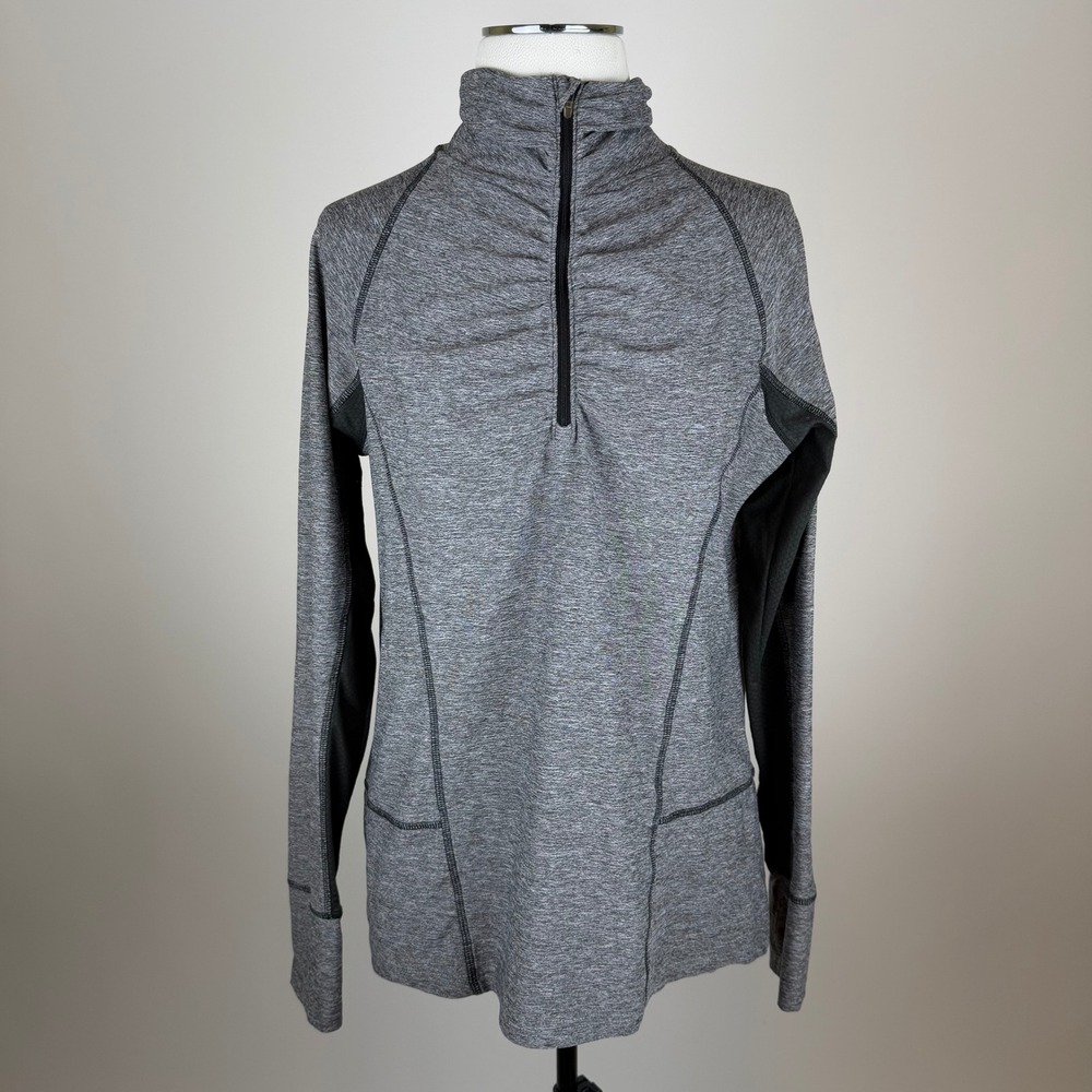 C9 Champion Gray Quarter Zip Pullover Semi Fitted Womens Sz Large Active Running